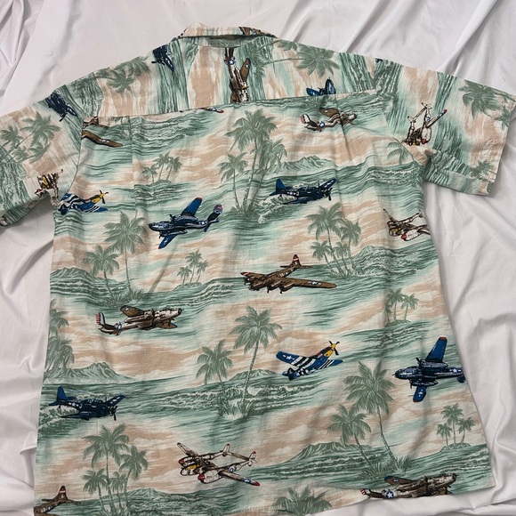 Hawaiian Shirt Vintage Aloha Republic Mens Airplanes Floral L Made In Hawaii - Picture 7 of 8